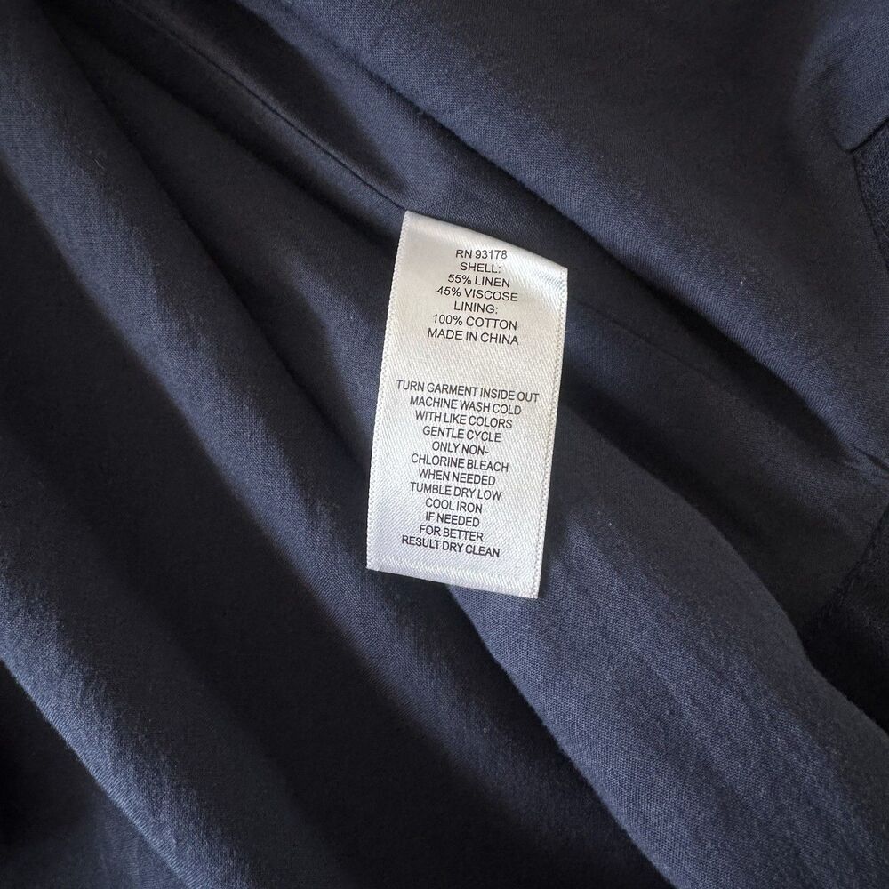 Magaschoni Small Blue Sleeveless Button-Front Linen Maxi Dress Minimalist Costal - Picture 9 of 14